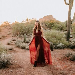 NWT VICI petal dust maxi dress - wine